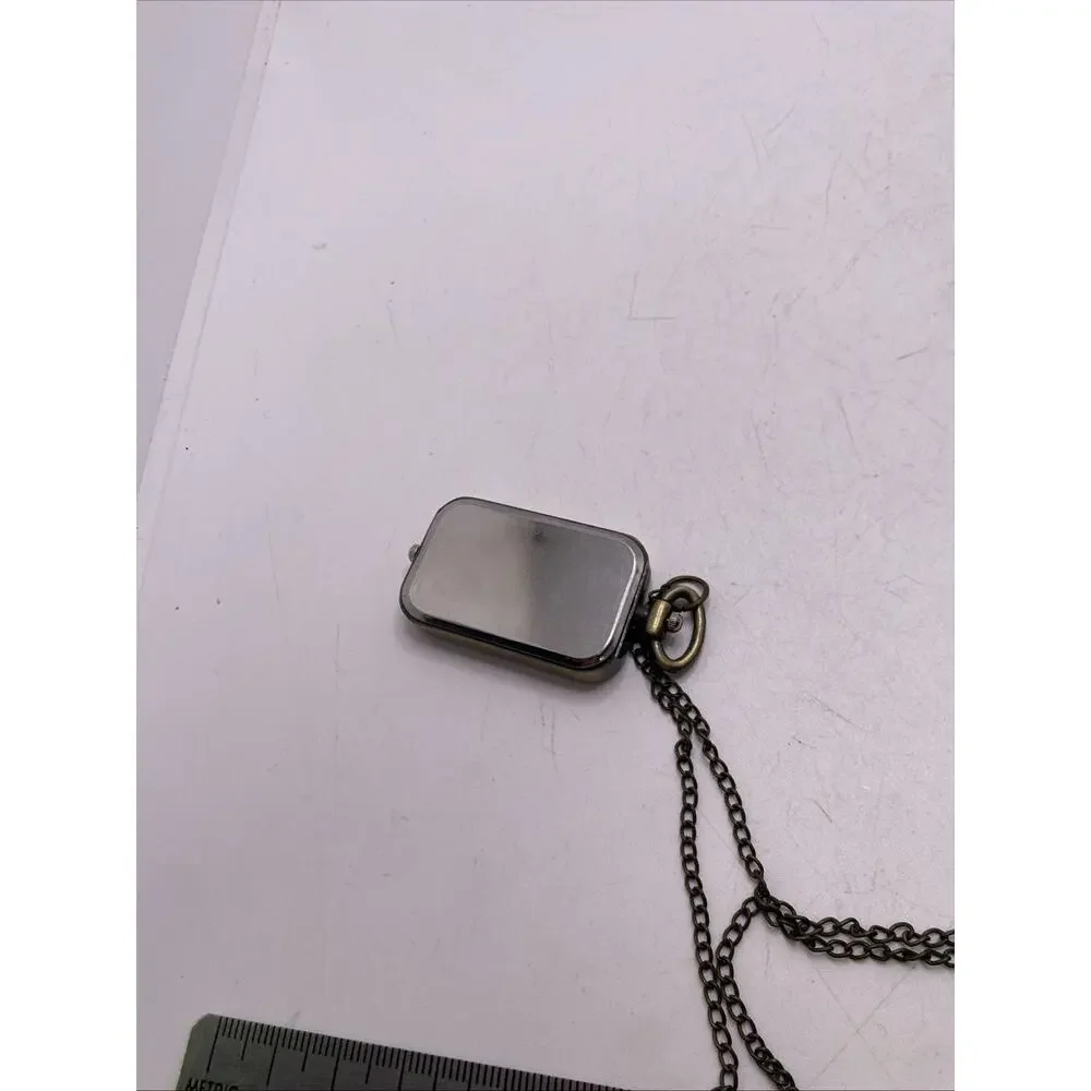 Brass Twotime Dual Time Pocket Watch Necklace Works New Battery